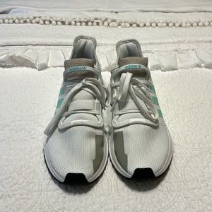 Adidas white and mint sneakers